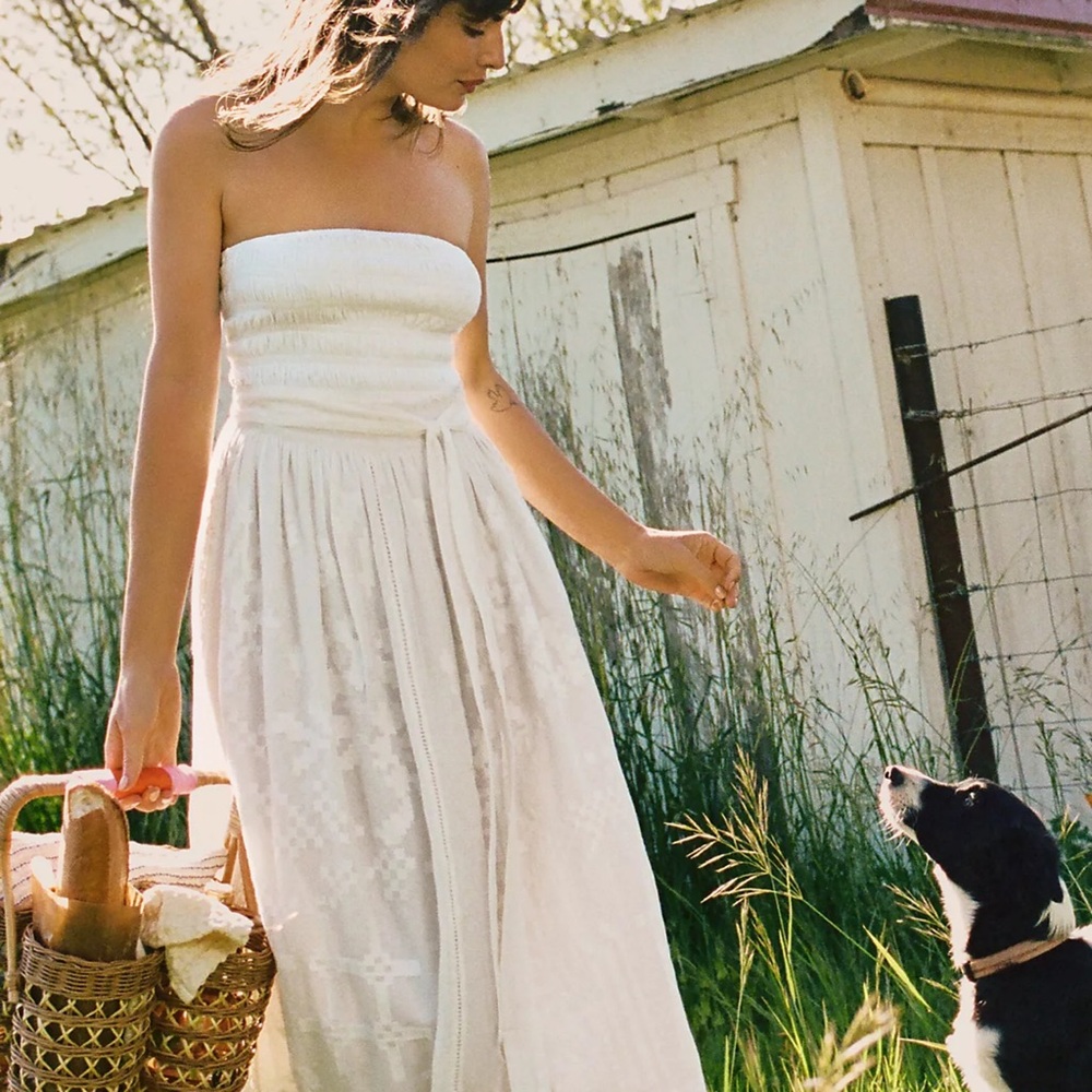 NWT Anthropologie Forever That Girl Burnout Lace Maxi Skirt Size 6 Ivory White